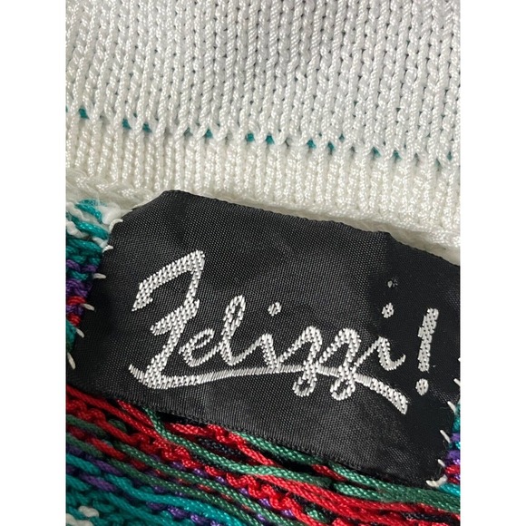 Vintage Felizzi Cardigan Sweater Size M Hand Loomed Southwest Aztec Buttons - Picture 11 of 16